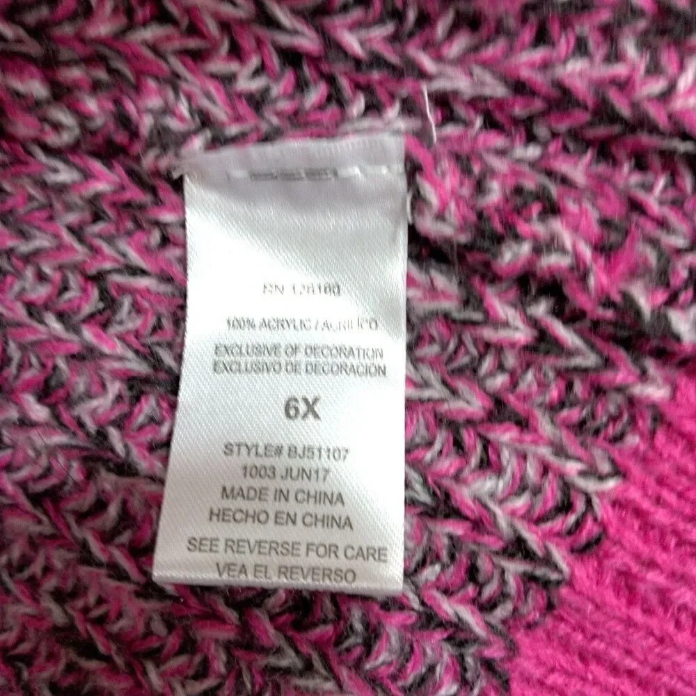 Betsey Johnson Girls 6X Cardigan Hooded Sweater Pink Open Front Sequin Star